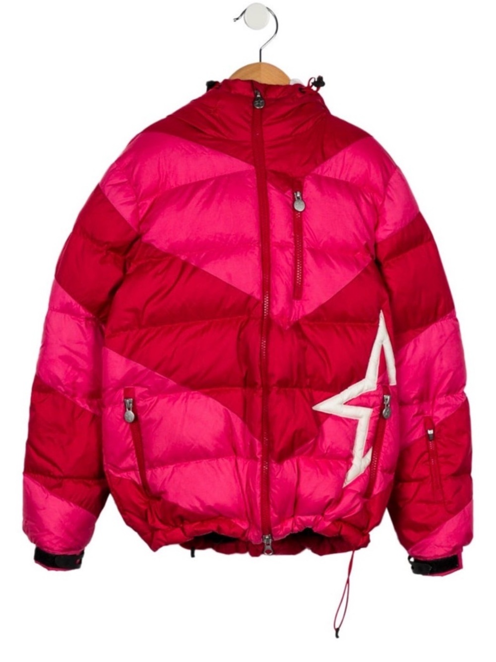 Perfect Moment Kids Two-Tone Pink & Red Star Puffer Jacket